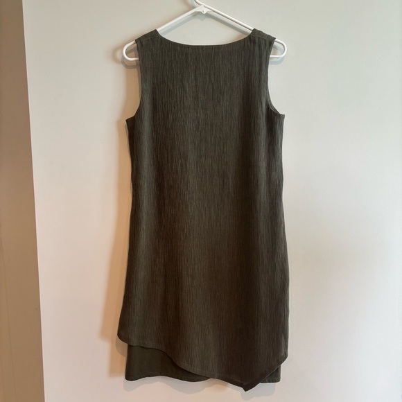 Pure Jill Olive Green Textured Sleeveless sheath Dress Small Petite Lagenlook - Picture 7 of 9